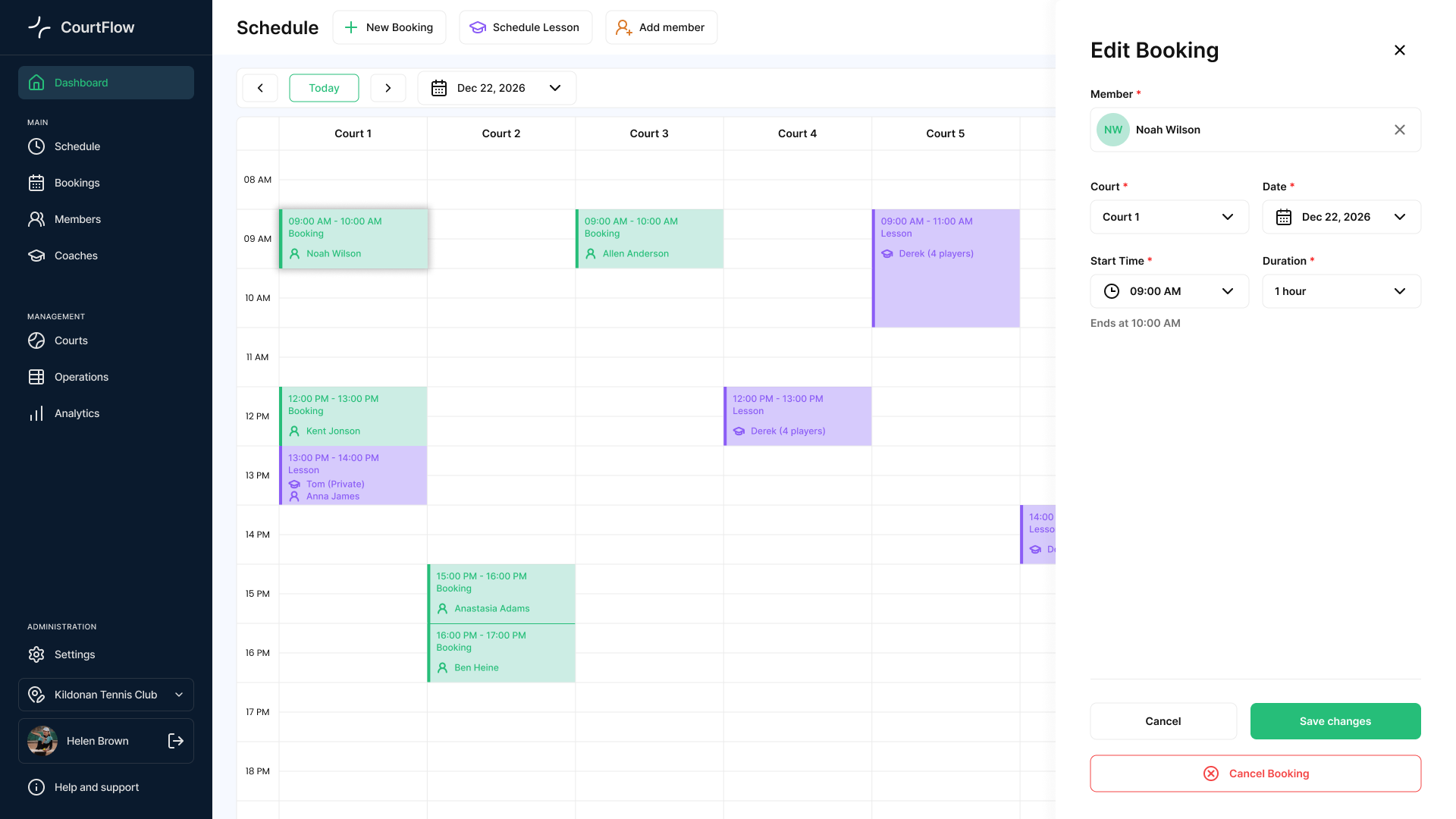 Edit booking